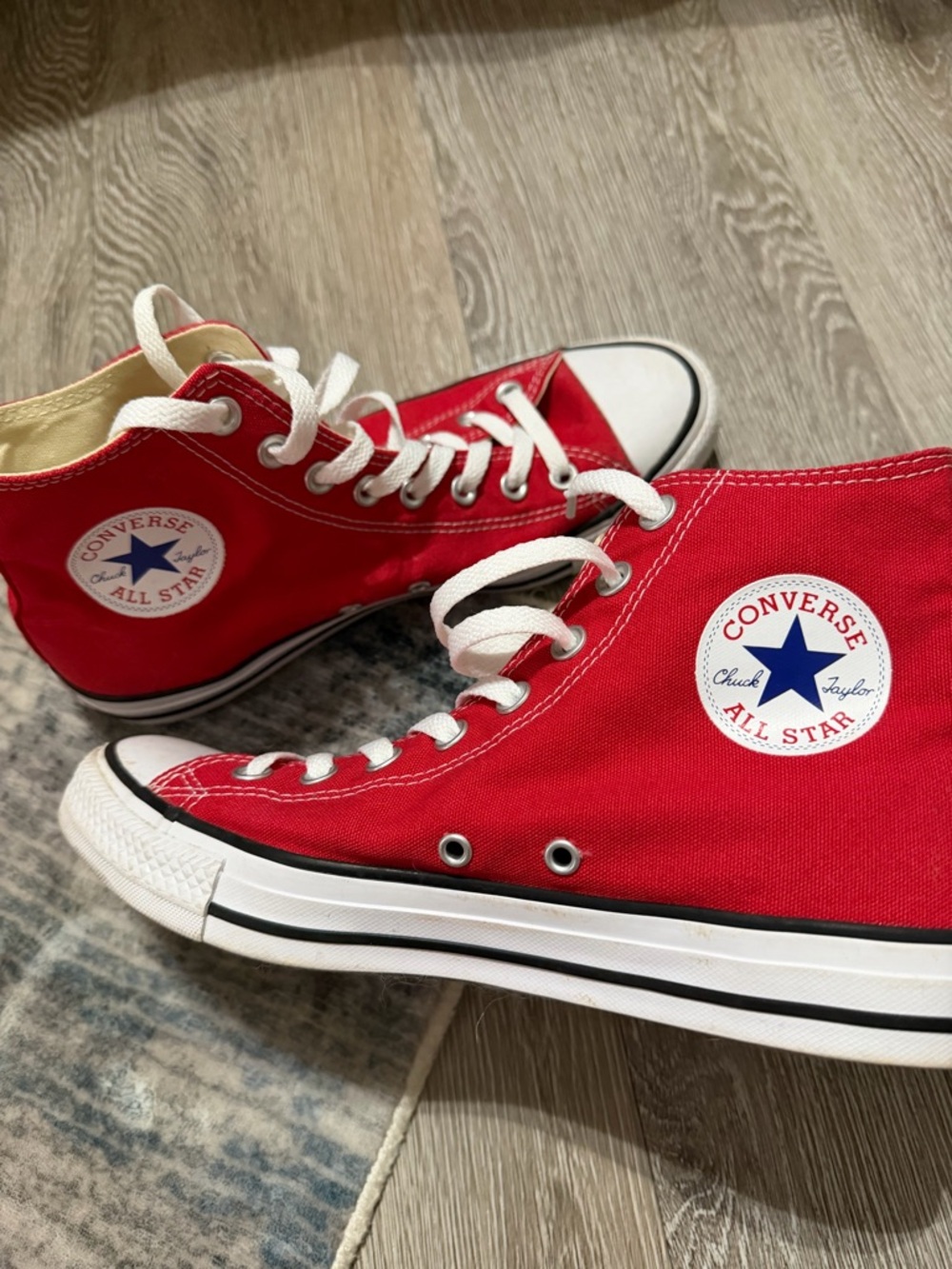 Converse Red High-Top Canvas Sneakers with White Trim